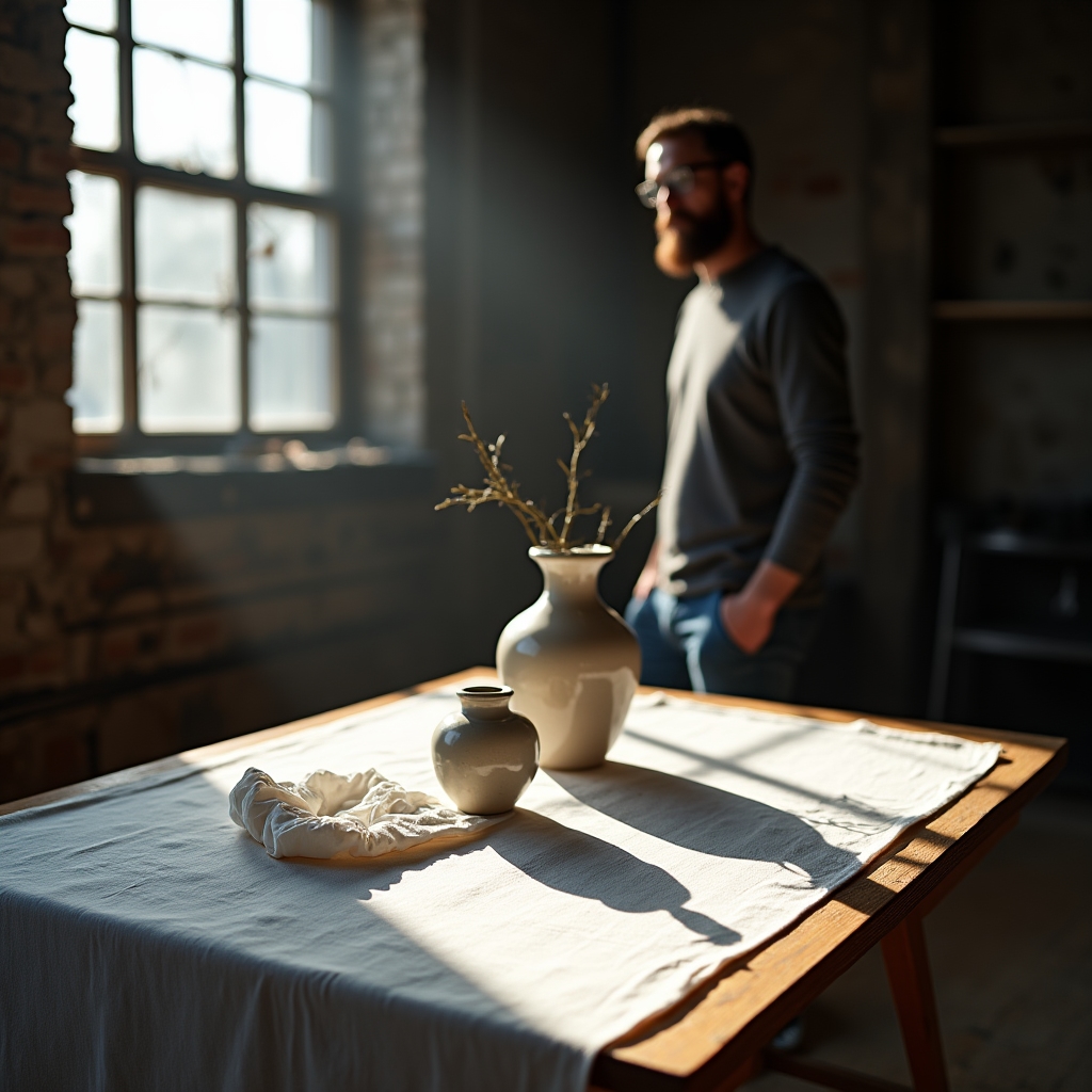 Studio della luce naturale attraverso una finestra durante un workshop